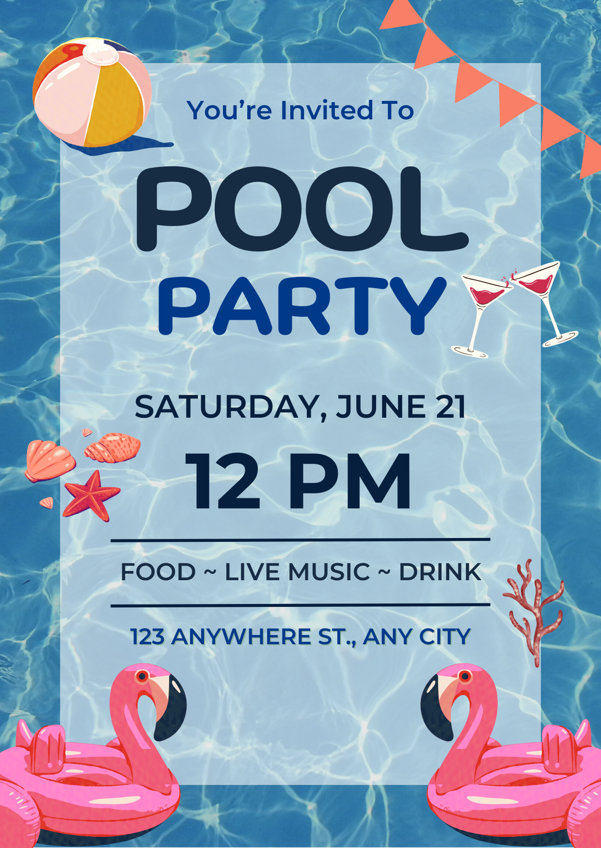 Pool Party Invitation Card